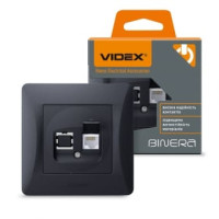 Розетка CAT6 одинарная компьютерная черный графит Videx Binera 